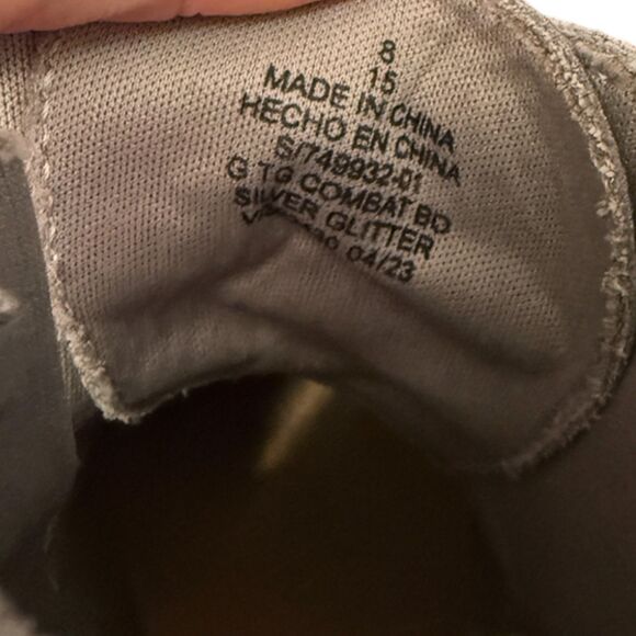 Old Navy Silver Glitter Metallic Lace Up Booties Size 8 - Picture 11 of 12